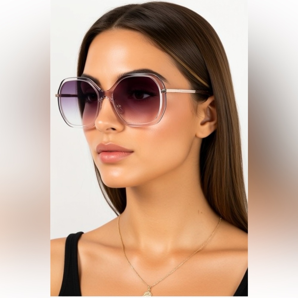 NWT Coach 57mm Pink and Purple Gradient Round Sunglasses